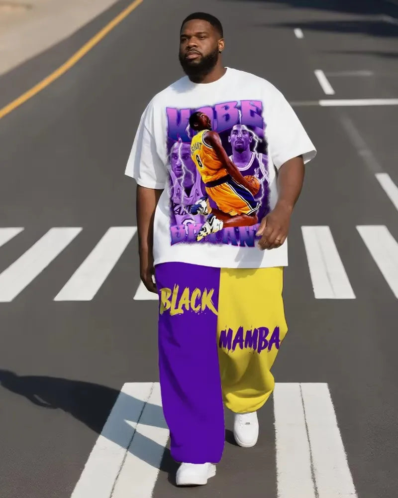 S-9XL Men's Plus Size Rodman Hip-Hop Short-Sleeved T-Shirt and Pants Two-Piece Set
