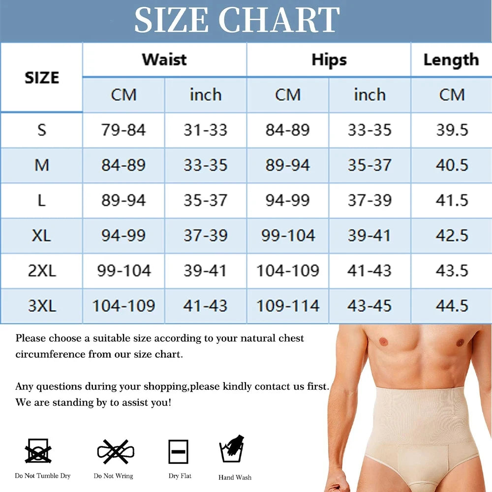 Men's Compression Shorts Tummy Control Butt Lift Underwear High Waist Shapewear Slimming Briefs Body Shaper