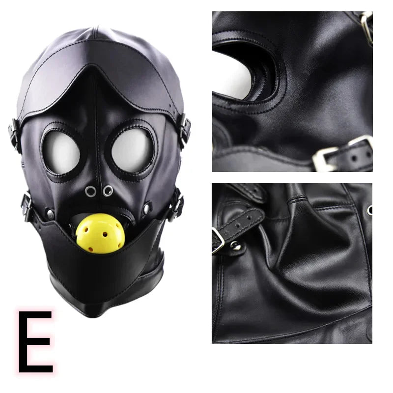 Head Mask BDSM Hood Restraint Strap Erotic Sex Toys For Woman Couples Bondage Set Mouth Gag Ball Slave Adult Game Sex Products