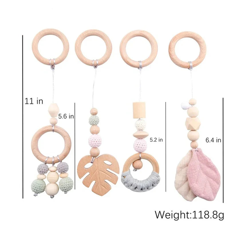 Baby Gym Wooden Carpet Activities for Babies Tent Pendent Hanger Activities for Baby Stroller Toys Wooden Room Activities Gym
