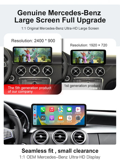 2400×900 12.3“ Ultra-thin Multimedia Touchscreen Wireless CarPlay Android Auto For Mercedes-Benz W205 X253 GLC C Class W447 BT