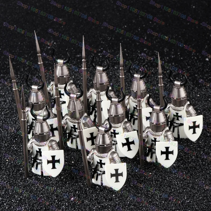 Medieval Knights Building Blocks Warrior Soldiers Crusaders Hospital Teutonic Knight Legion Figures Block Toys Accessories
