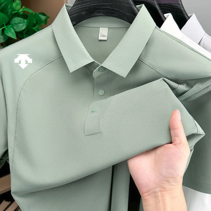 men's new summer brand short sleeves seamless polo shirt lapel printing high quality patchwork t-shirt leisure sports men's wear