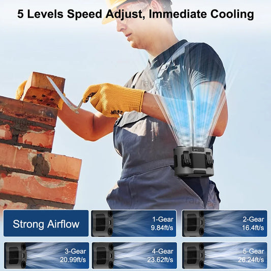 20000Mah Waist Fan Portable Clip Fan With Double Wind Outlet Mini Shirt Fan Wearable Hanging Neck Fan For Outdoor Sport Camping