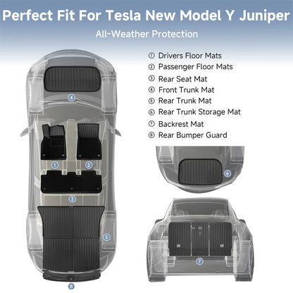 For Tesla Model Y Juniper 2026 Accessories TPE Floor Mats Cargo Liner Waterproof Trunk Mat for Tesla Model Y Juniper Accessories