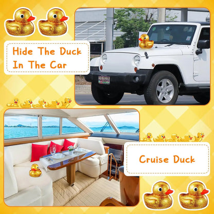 6 Inch Golden Glitter Rubber Duck - Oversized Squeaky Duck Dashboard Ornaments