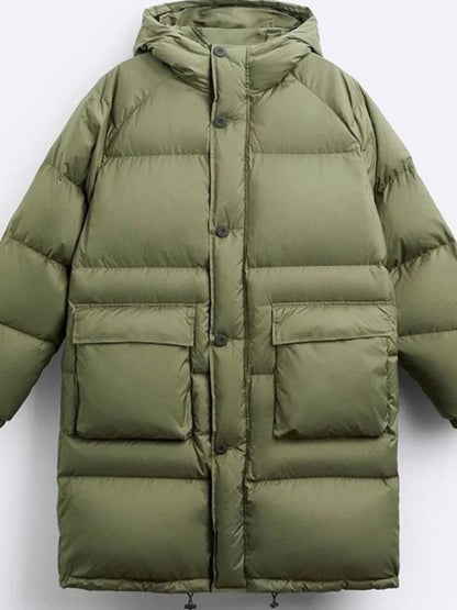 Men's Hooded Mid-Length Lightweight down Jacket Coat Duck Feather 90% Fill Power Youthful Style Pure Color Winter Outerwear