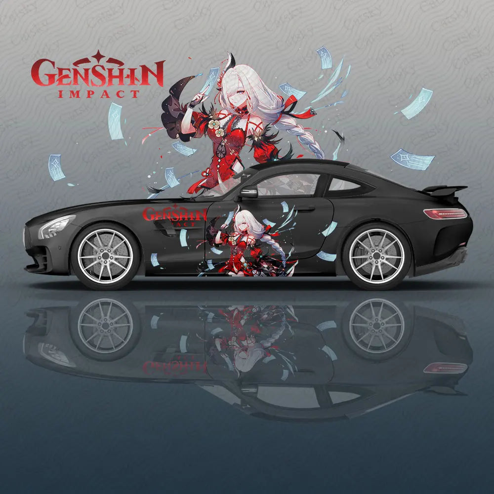 Shenhe Genshin Impact animal Car Decal Protective Film Vinyl Racing Side Graphics Wrap Accessories Spray Paint auto Stickers