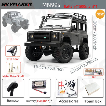 New MN99S V2 1:12 Scale MN Model RTR RC Car 2.4G 4WD RC Rock Crawler MN98 MN99 Defender Pickup Remote Control Truck Toys