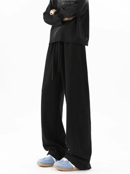 Versatile Casual Trousers for Men American High Street Inspired Straight Leg Joggers Spring Loose Drape Fit Sporty Comfort Pants