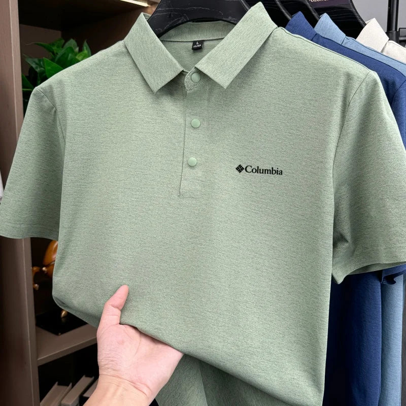 2026 New Columbia Style  Men's  Polo Shirt Quick Dry Breathable  business Short Sleeve Summer Casual Sports Wear Golf T-Shirt 