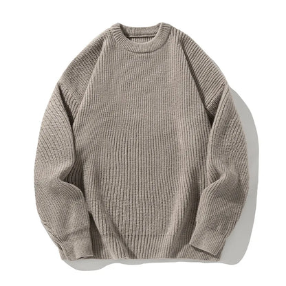 Men's 18oz Heavyweight Chunky Knit Sweater Basic Crew Neck Solid Color Textured Streetwear Winter Thermal Non-Scratch Top