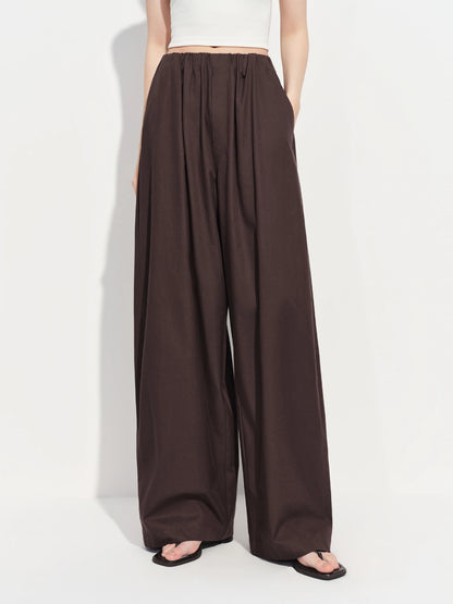 FSLE 2026 Spring Women's Wide Leg Pants Relaxed Fit High Waist Trousers with Draping Straight Cut Minimalist Casual Lounge Pants