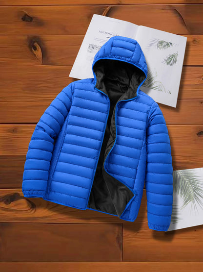 Men's Autumn and Winter Casual Cotton Jacket with Hood, Lightweight Ribbed Jacket Suitable for Outdoor Sports, Leisure and Warmth