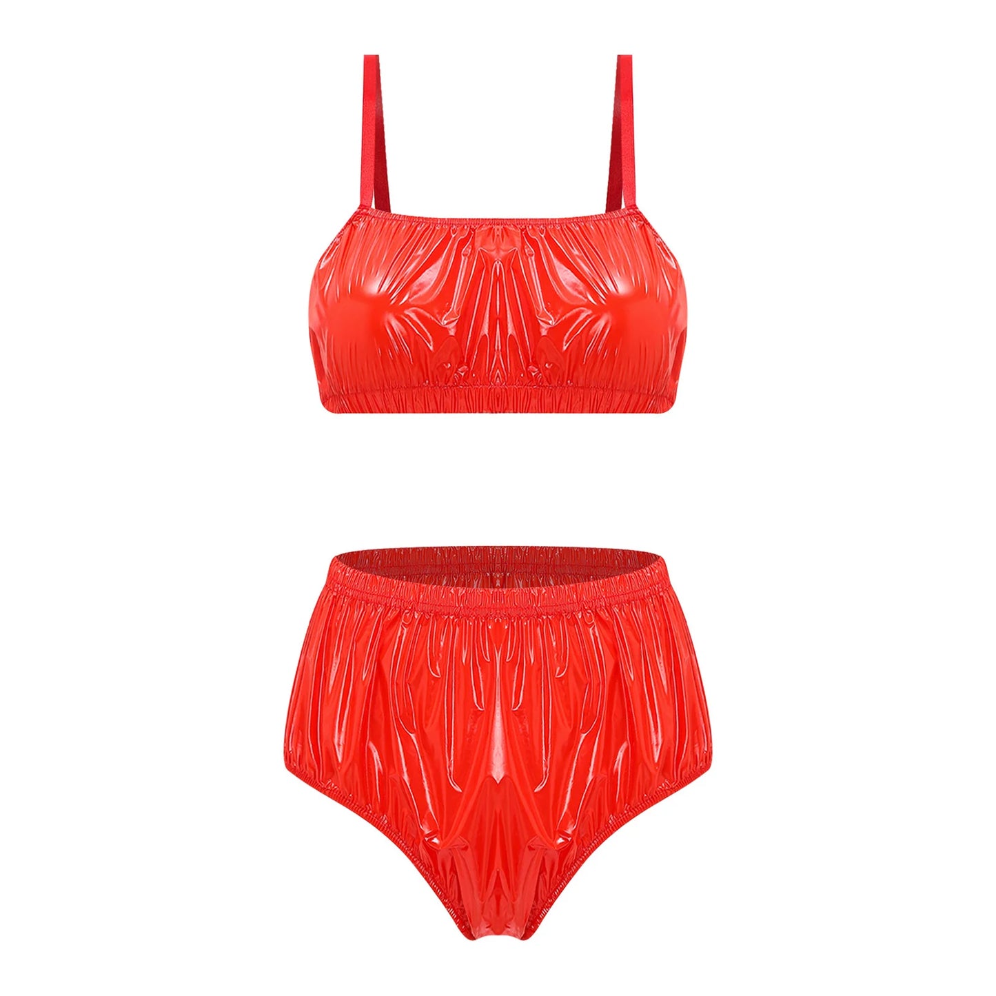 Women Waterproof Swimsuit Bikini Lingerie Set Swimwear Nightwear Clubwear Bra Top with Shorts for Beach Pool Party Sunbathing