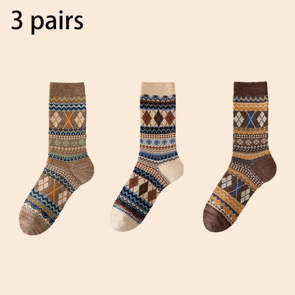 Men's Dress Socks, Cotton Crew Socks, Breathable and Sweat-Absorbing, Funky Colorful Pattern Crew Socks
