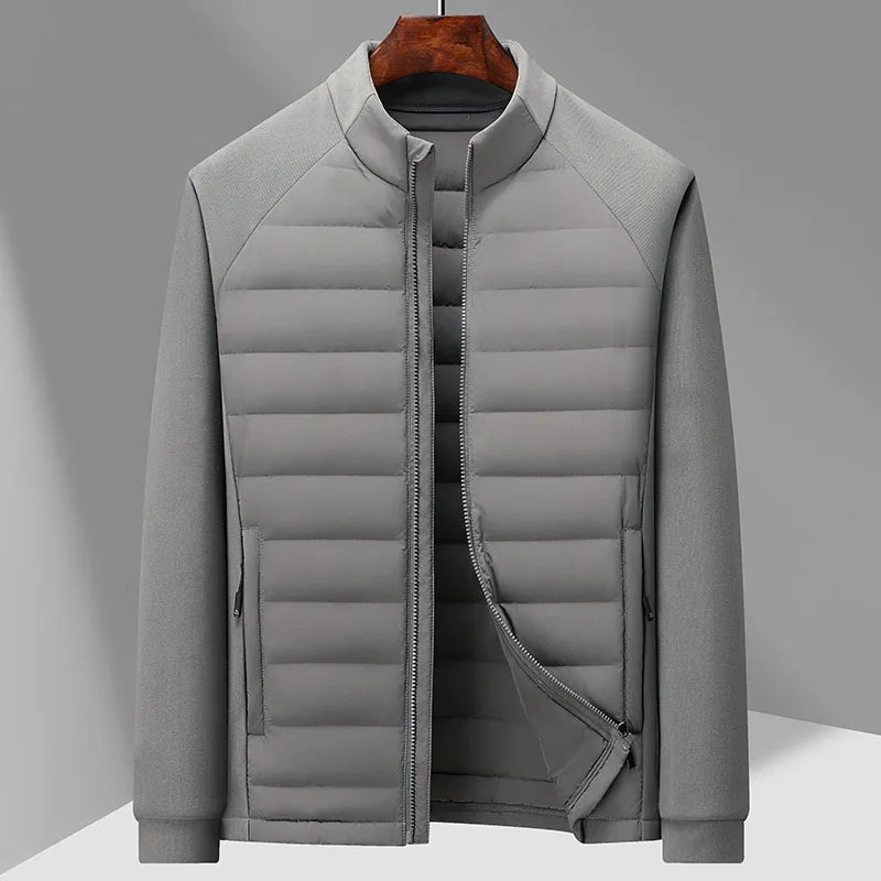High-quality winter fashion, cool and lightweight hoodie, long-sleeved stand-up collar down jacket with 90% down content