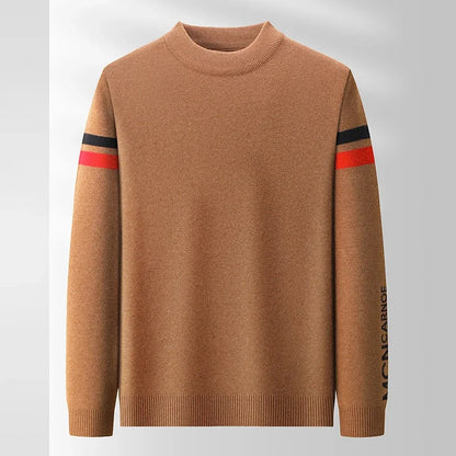 New Autumn and Winter Men's Casual and Fashionable Long Sleeved Round Neck Knitted Sweater Warm and Versatile Top