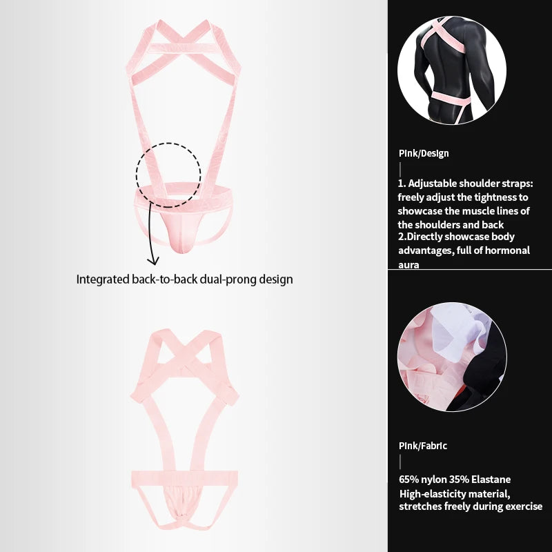 Men's Harness Straps Sexy Body Bondage Bra Underwear Nightclub Erotic Costume Hollow Out Performance Tank Top Clothing Corset
