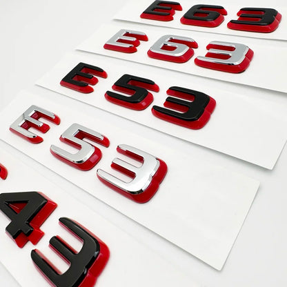 2024 New style Two tone Letters Numbers Emblem E43 E53 E63s for Car Fender Trunk Rear W212 W213 W214 Sticker