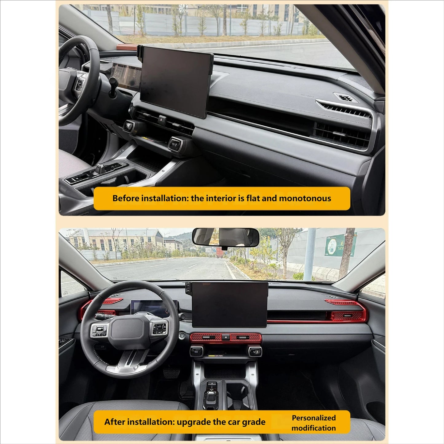 For Toyota RAV4 XA60 2026 ABS Red Gear Shift Cover Trim Central Control Strip Air Outlet Trim Interior Decoration Accessories