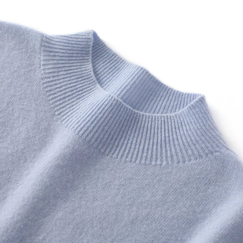 100% Merino Wool Sweater Men's Half high collar Knitted Hoodie Spring Autumn New Cashmere Sweater Versatile  Menswear