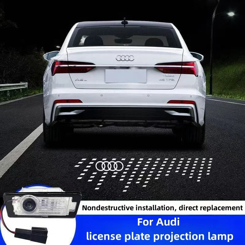74*34mm License plate projection lamp LED decorative lights atmosphere lights For Audi A3 A4 A5 A6 A7 A8 S3 S4 S5 S6 S7 Q3 Q5 Q7
