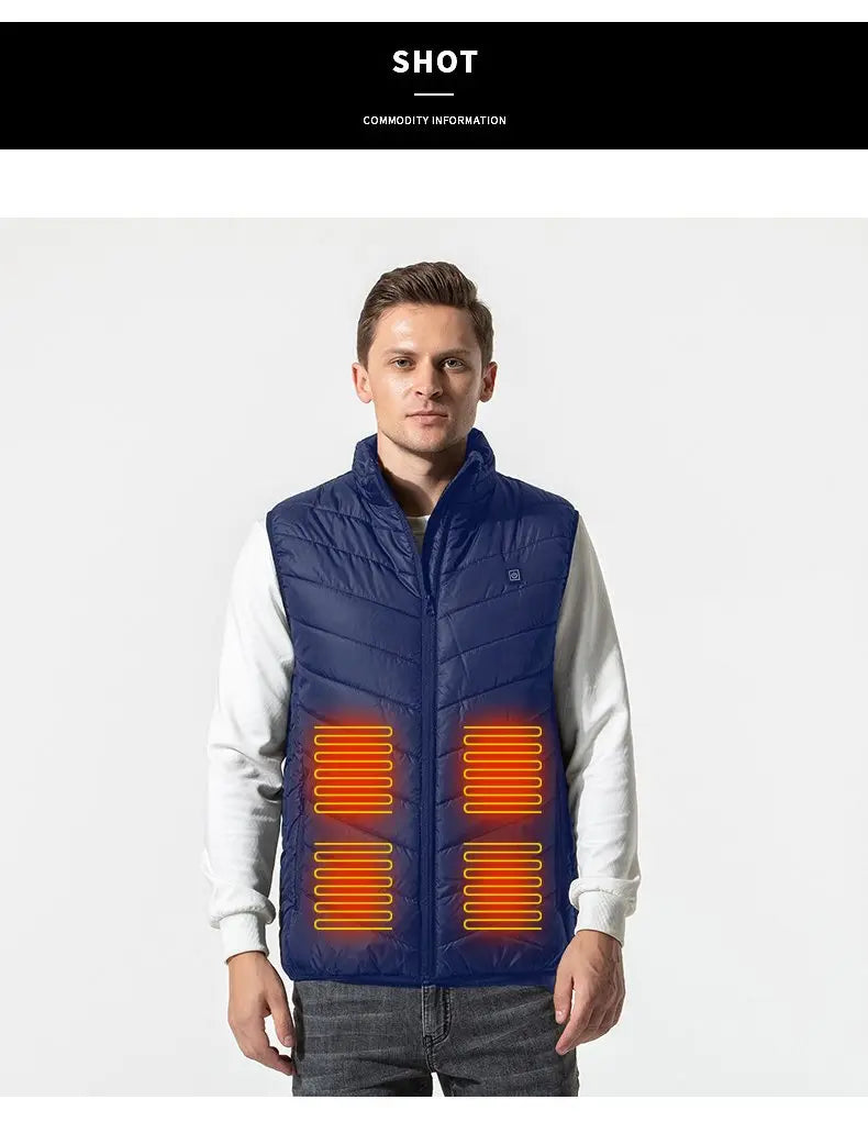 Extra Extra Large11 Area Heating Vest Winter Women Climbing Heating Coats Outdoor Trekking Heating Apparel （Not Power Bank）