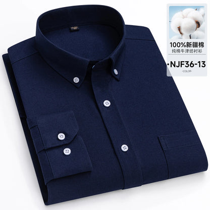 New in Tops Pure Cotton Oxford Plaid Striped Shirts For Men Long Sleeve Classic Business Formal Slim Fit Casual Designer Clothes