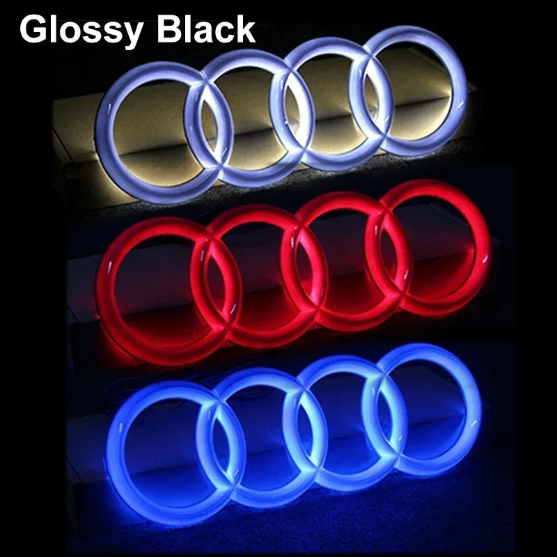 Static Light Car Front Grille LED Emblem Decor for Audi A4 A5 Q5 RS5 A4L A3 8p Q3 A8 Decals Badge Sticker Exterior Accessories