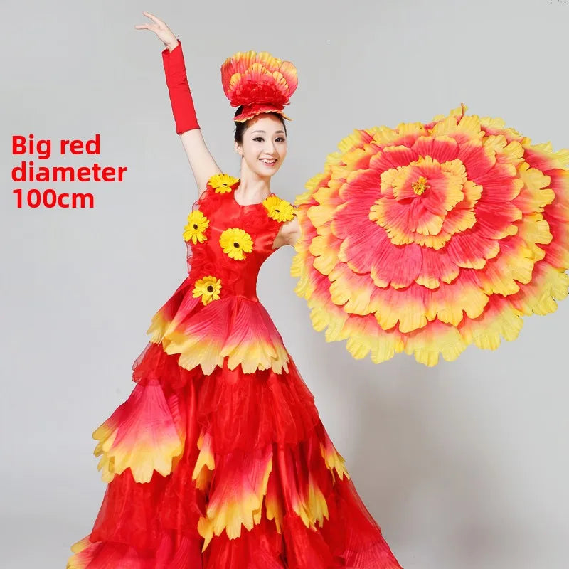 Dance Art Elegant Peony Flower Umbrella Fiber Umbrella Opening Dance Stage Performance Costume Props National Costume Stage Wear