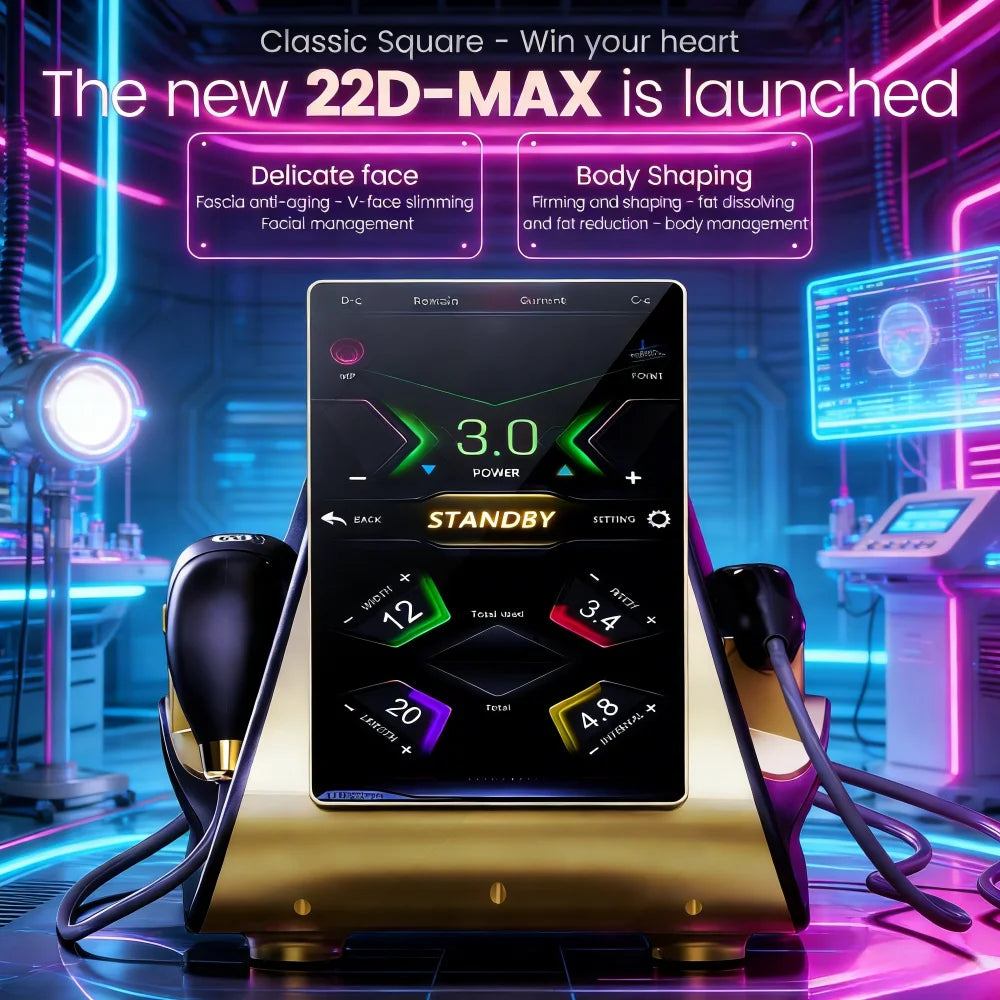22D MAX HIFU Beauty Machine Professional Device for Facial Lifting Skin Tightening Body Slimming and Fat Reduction Treatment