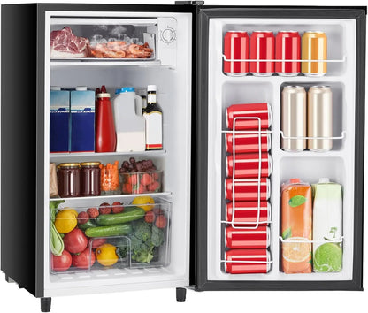 3.2 Cu.Ft Mini Fridge with Freezer Small Refrigerator Single Door Adjustable Thermostat Energy