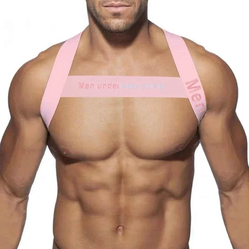 Men's Sexy Muscle Shoulder Straps Elastic Band Harness Chest Bodybuilding Straps Fashion Elastic Fun Decorative Shoulder Strap