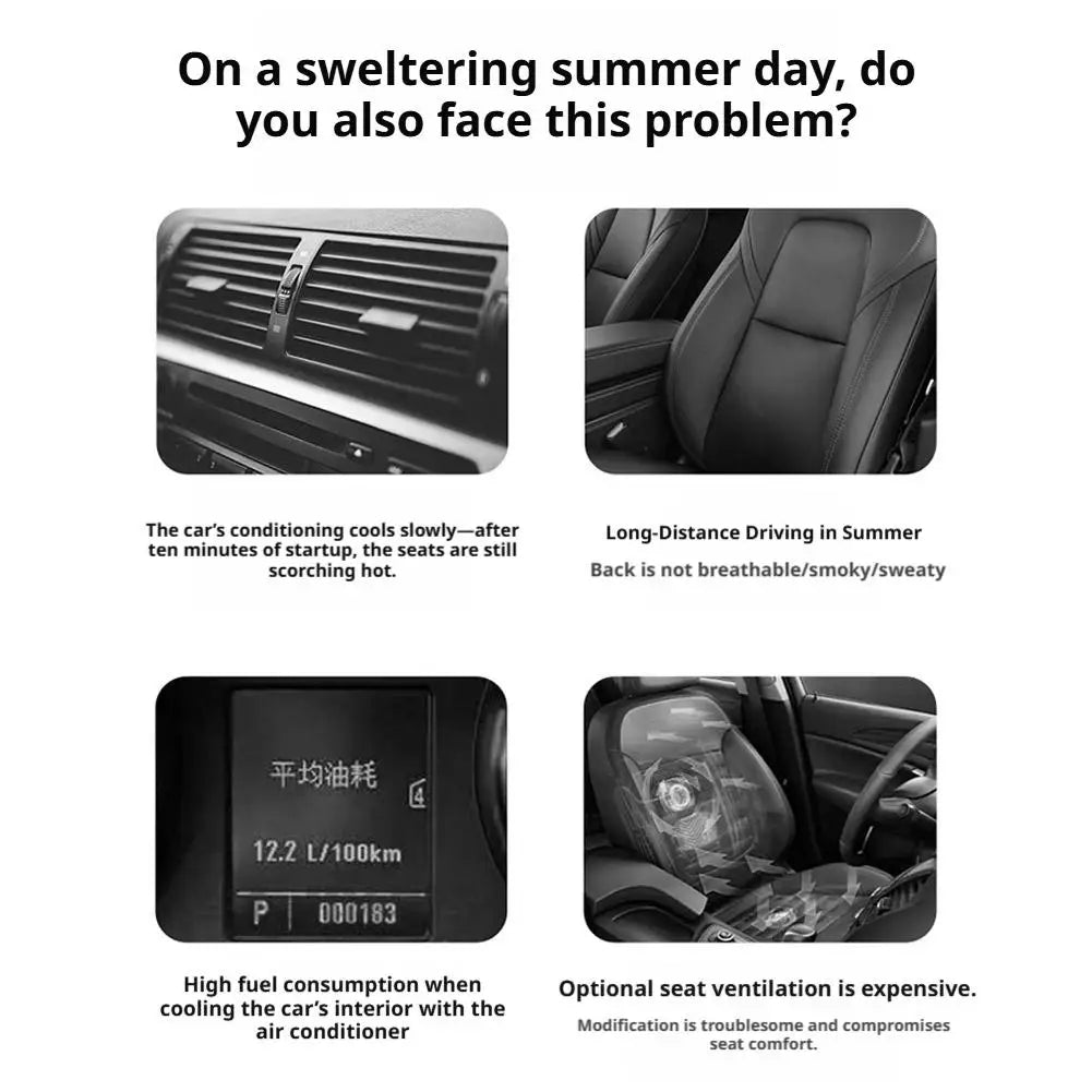 Car Seat Fan USB Charging High Power Backrest Pillow Car Fan Auto Summer Supplies Cooling