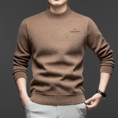 Fashionable autumn winter personalized mens brand classic letter embroidery comfortable knitted sweater new velvet warm pullover