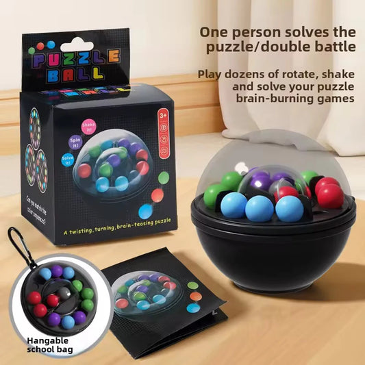 1pcs 3D Rotating Puzzle Ball Brain Teaser Toy with Hanging Hook - Interactive Learning Game, Spatial Awareness, Logical Thinking