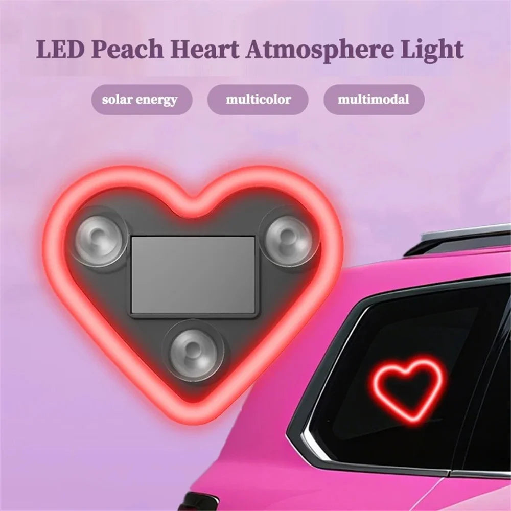 Car Solar Triangle Window Heart-Shaped Light Emitting Heart-Shaped Atmosphere Light Interior Wiring Free Led Atmosphere Ligh