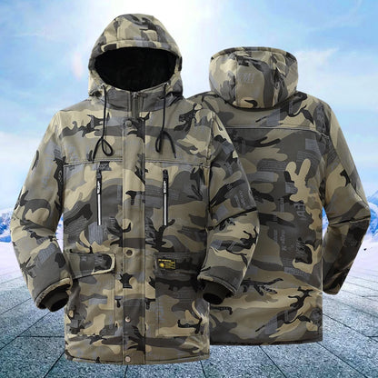 Thickened Fleece Camouflage Winter Workwear Waterproof Outdoor Men's Cotton Jacket Large Size Coat Warmth Protection Outerwear