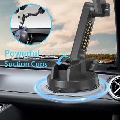1pcs Black Car Phone Mount Holder Adjustable Height Suction Cup Type Universal Suitable for Truck Dashboards Cell Phone Bracket