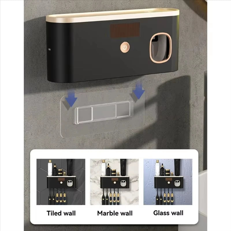 Intelligent UV Toothbrush Sterilizer Wall Mounted Automatic Toothpaste Squeezer Storage Rack Household Bathroom Accessories