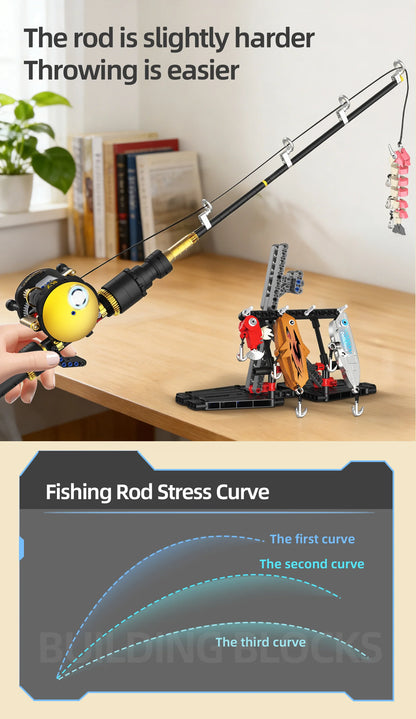 400+ PCS Fishing Scene Building Block Toy, Cool and Stylish, Family Interactive Scene Game and Personal Hobby Collection