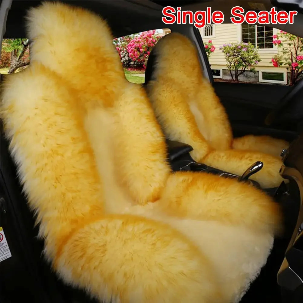 Universal Winter Car Seat Cushions Australian Sheepskin Fur Seat Auto Cover Autumn Warm Winter Interior Accessories K6X4
