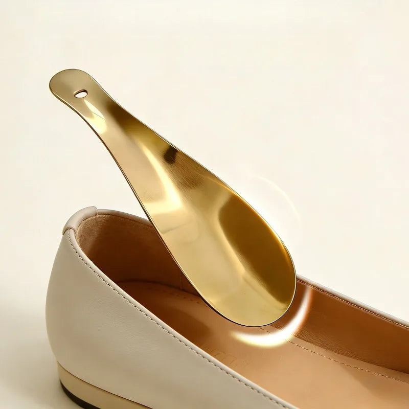 Pure Copper Straight-handle Hanging Comfortable Shoehorn Portable for Home Use Metal Smooth Durable and Sturdy Shoehorn