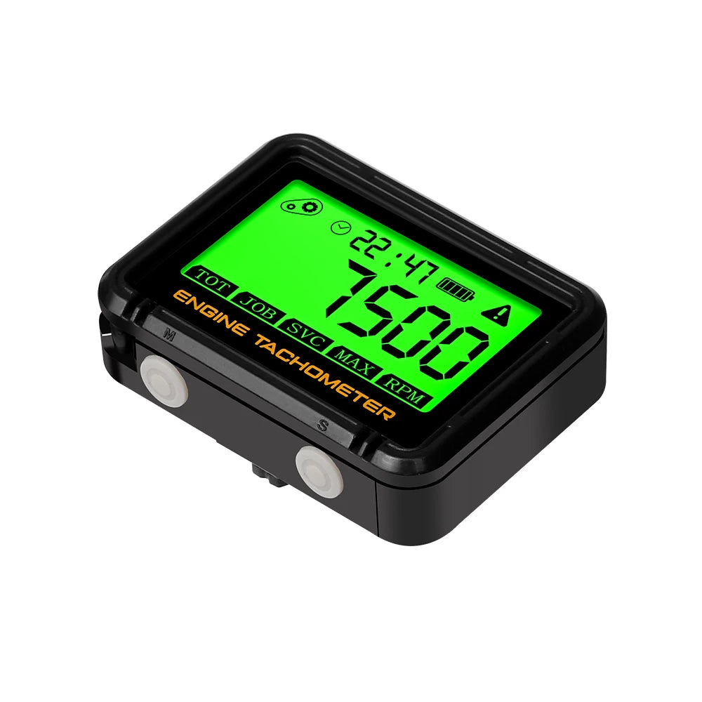 Moto Inductive Digital Tachometer SVC TOT JOB Engine Hour Meter Gauge Backlight Resettable RPM for Motorcycle Lawn Mower