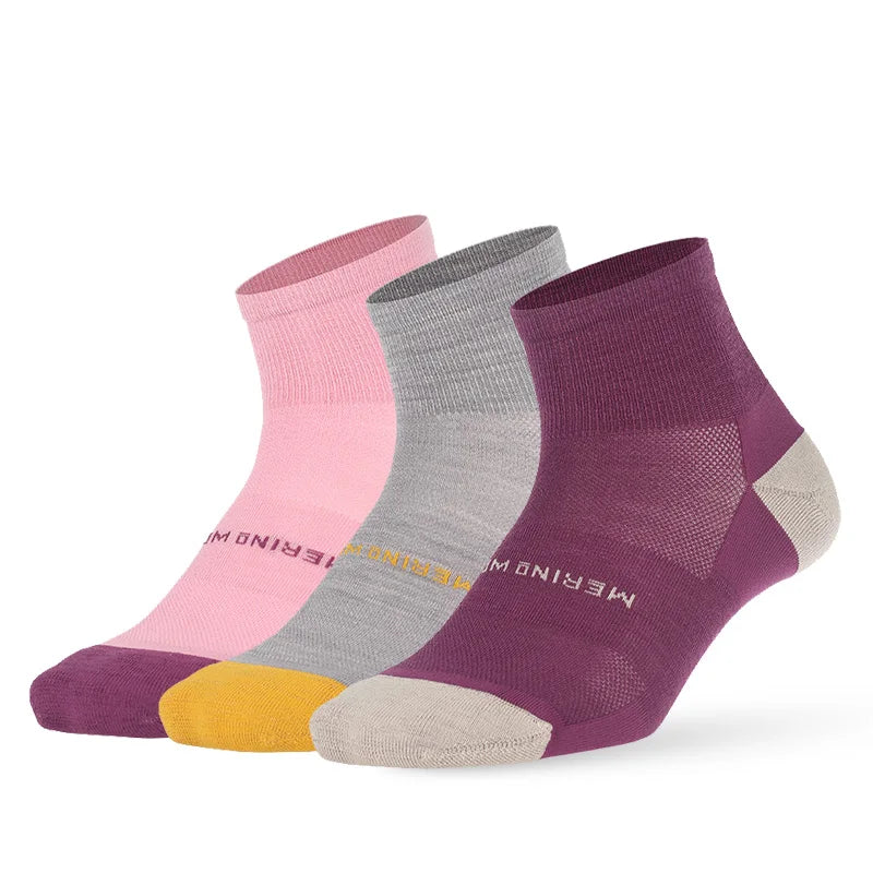 ZEALWOOD Merino Wool Running Socks Men Women No Show/Ankle/Crew Anti-blister Cushion Athletic Socks Ultra-Light Tennis 1/3 Pairs