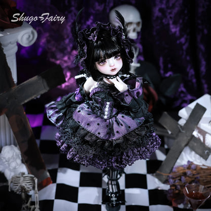 ShugaFairy 1/6 BJD Doll Edith Full Set Black & Purple Little Demon with Skull Joints and Dress High Quality Anime Resin Figure