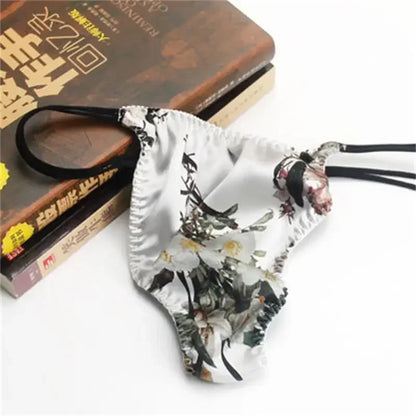 2pcs/lot Real silk low-waist men underwear personality trend men thong silk stretch briefs sexy double T pants