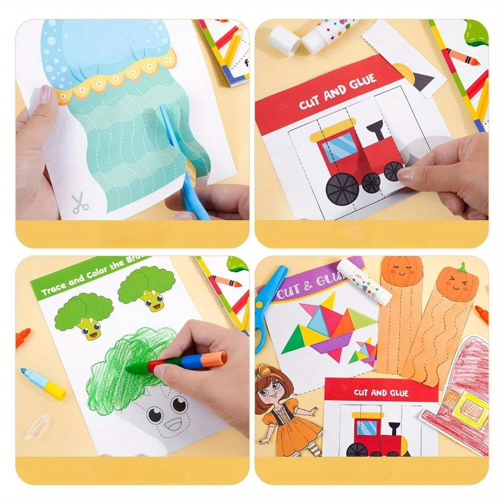 Scissor Skills Activity Book Fun Cutting & Creative Activities for Toddlers Child-Safe Scissors DIY Craft Kit Gift for Kids