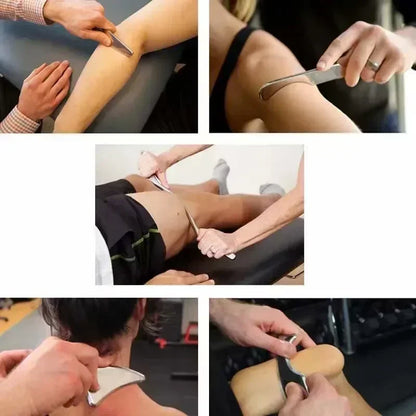 5pcs Fascial Knife Deep Tissue Muscle Scraper Guasha Tool Set IASTM Tool Relieve Sore Muscles Stainless Steel Fascial Massager